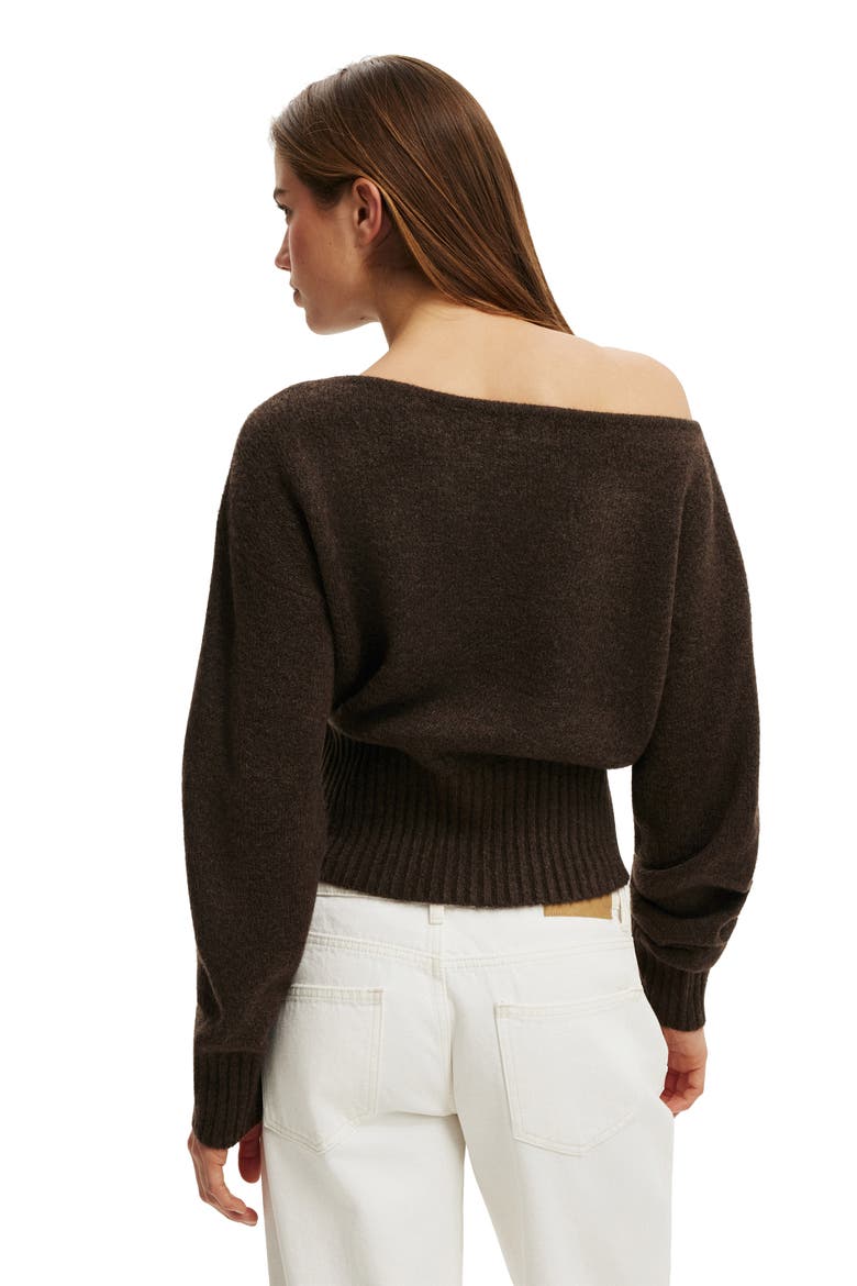 Women's Softest Luxe Off Shoulder Knit, Alternate, color, Dark Oak