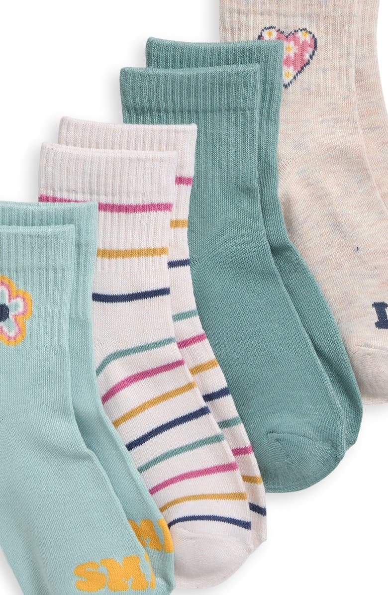 Capelli New York Kids' Positive Vibes Assorted 8-Pack Quarter Socks, Alternate, color, Pink Teal Ivory Combo