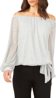Chaus Metallic Off the Shoulder Blouse