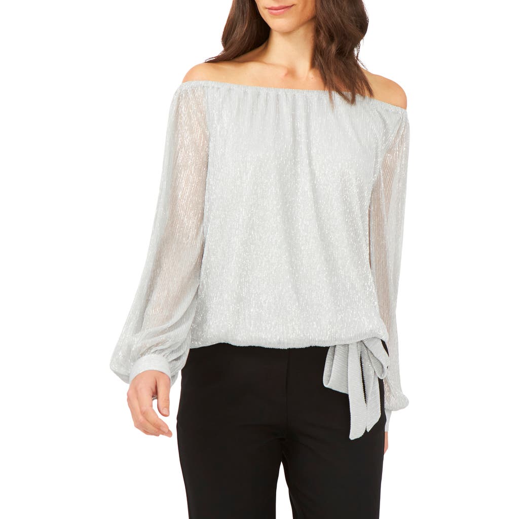 Chaus Metallic Off The Shoulder Blouse In White