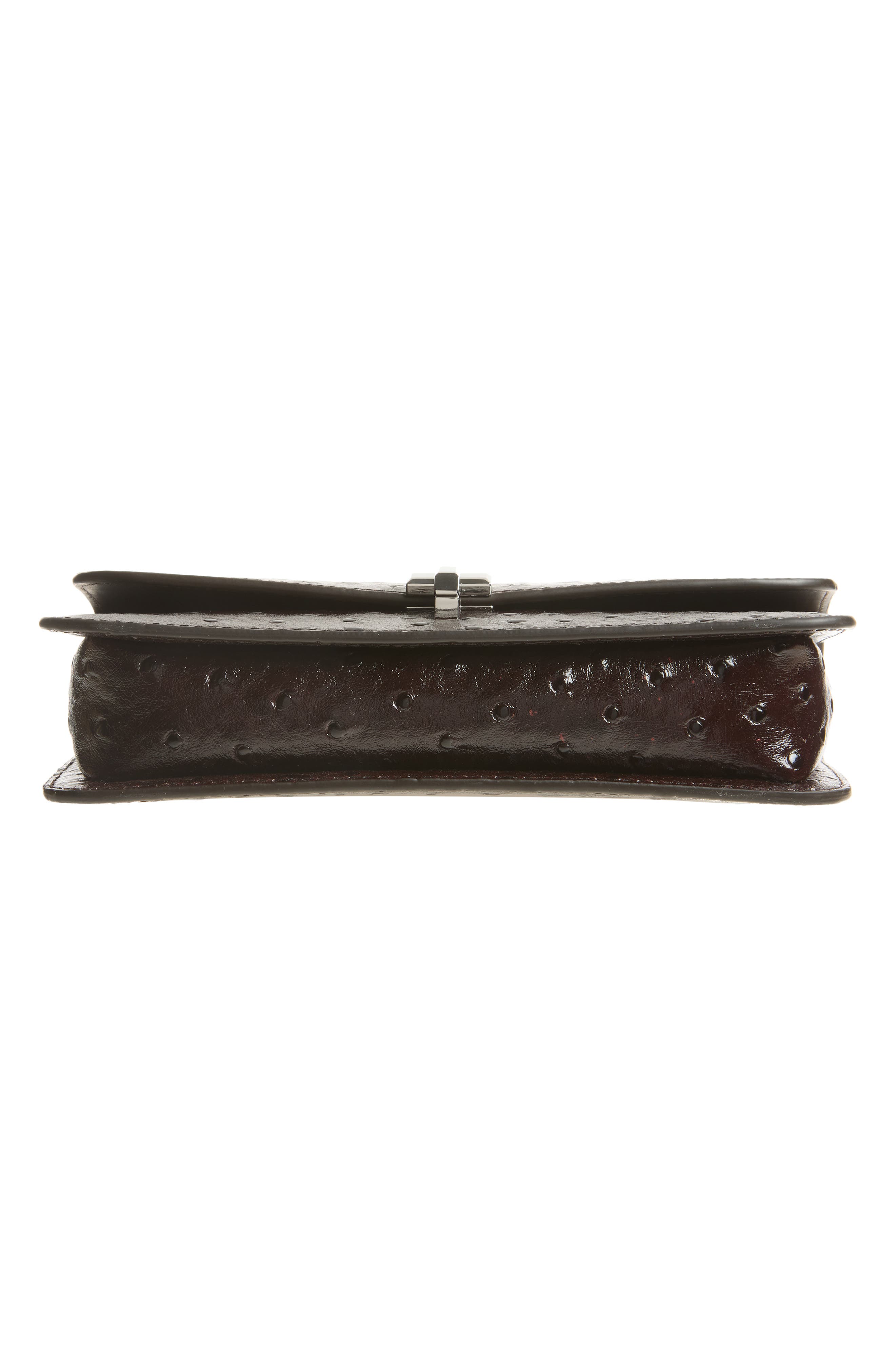 T-Lock Ostrich Embossed Leather Crossbody Bag, Alternate, color, BORDEAUX