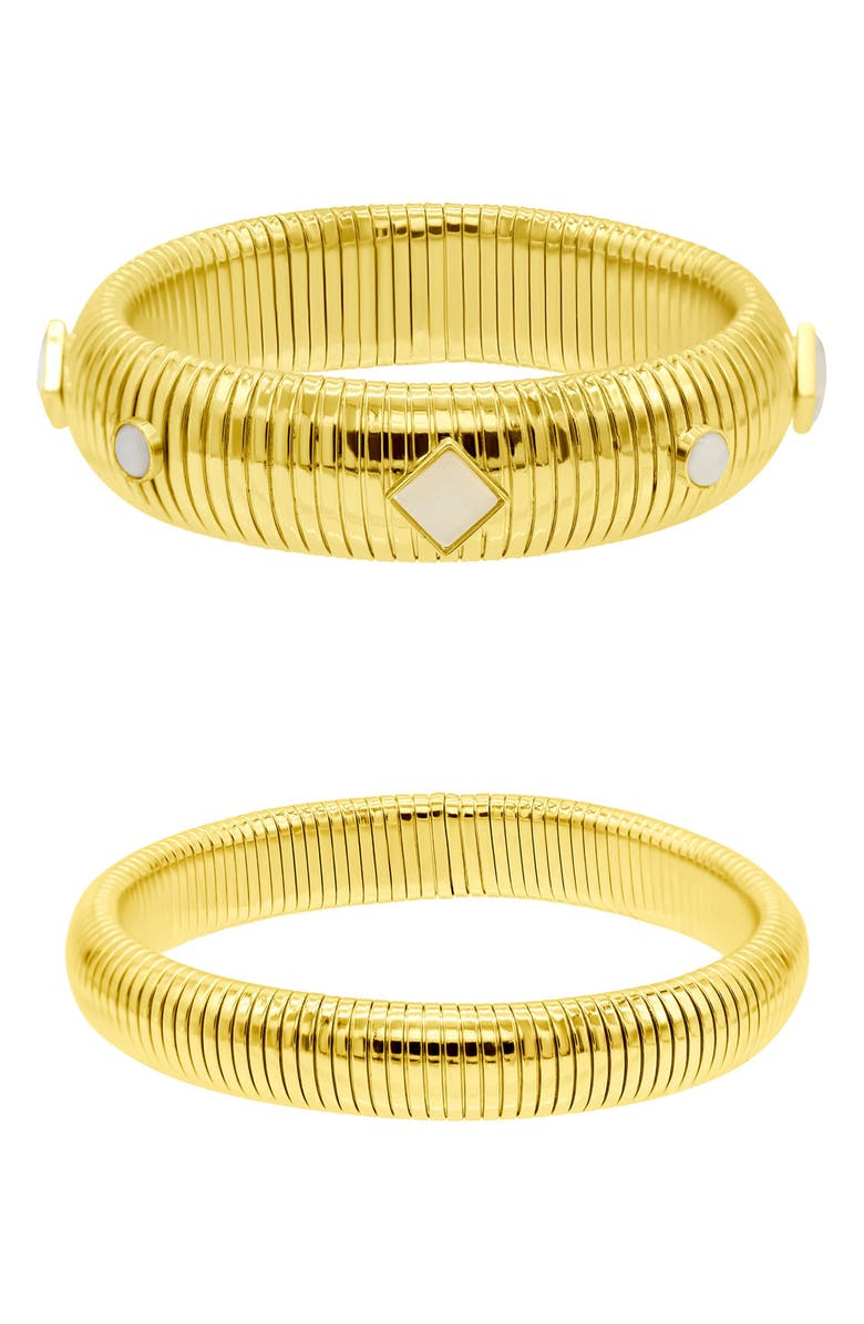 Adornia Set of 2 Omega Stretch Bracelets, Main, color, Gold