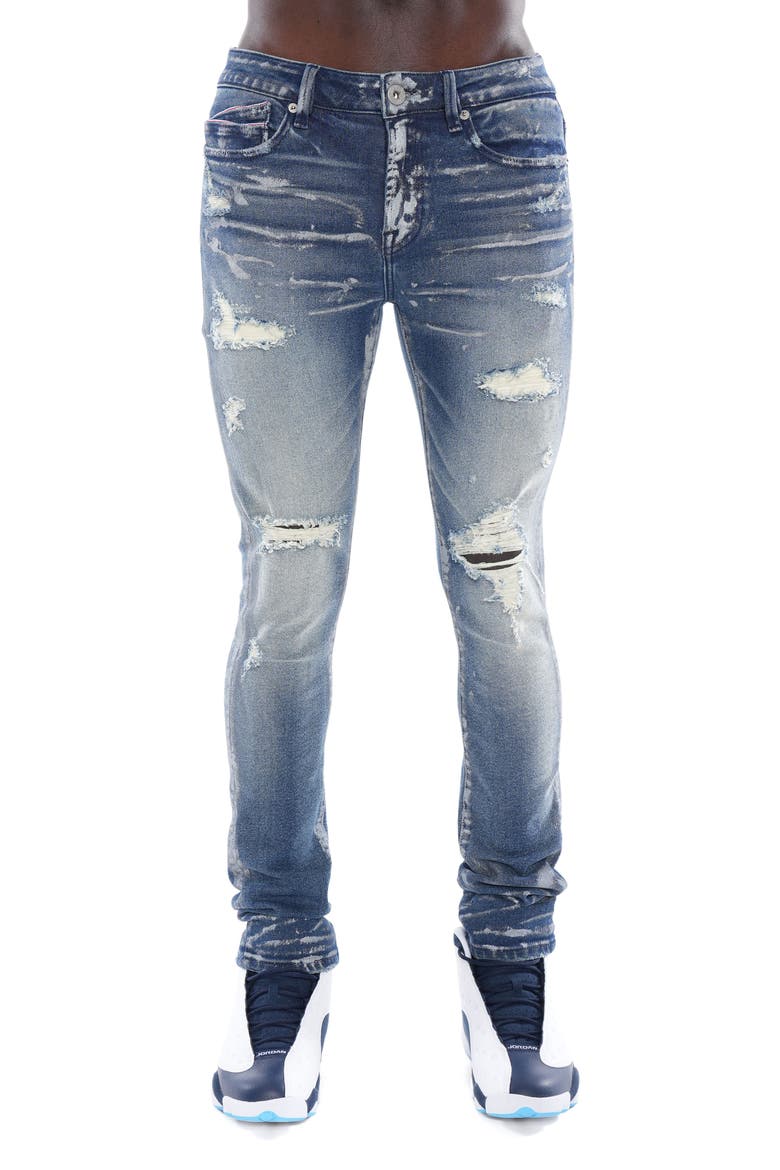 Punk Distressed Super Skinny Jeans, Main, color, BLUE STREAK