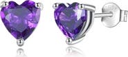 Donatello Gian Solid Sterling Silver Created Gemstone Heart Stud Earrings