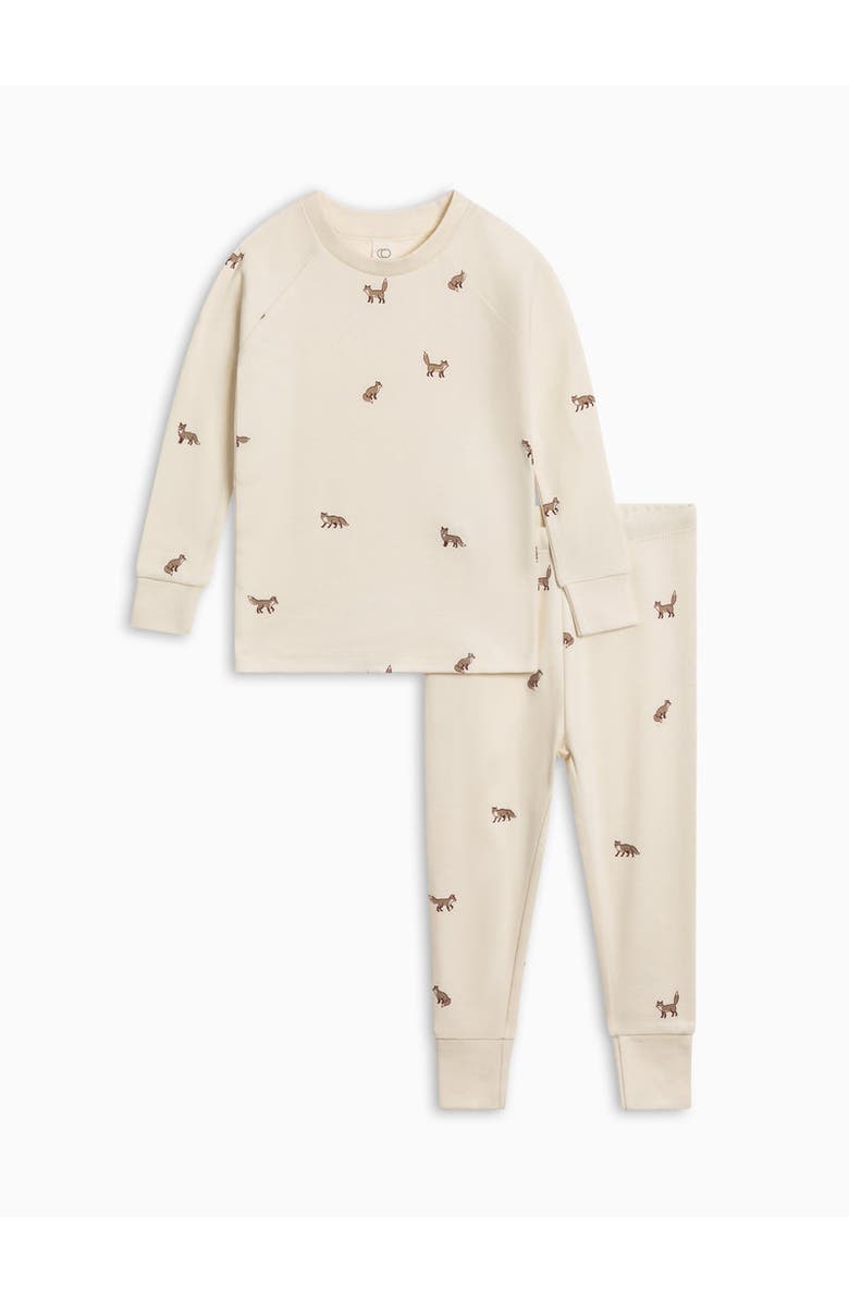 Colored Organics Organic 2-Piece Long Sleeve Jammie Set, Main, color, Fox / Cranberry + Taupe