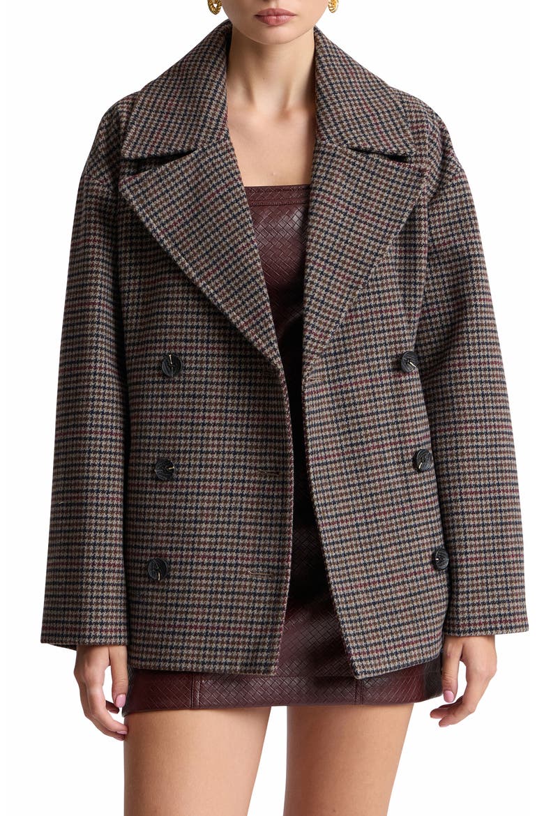 Houndstooth Peacoat, Alternate, color, NAVY - BROWN HOUNDSTOOTH
