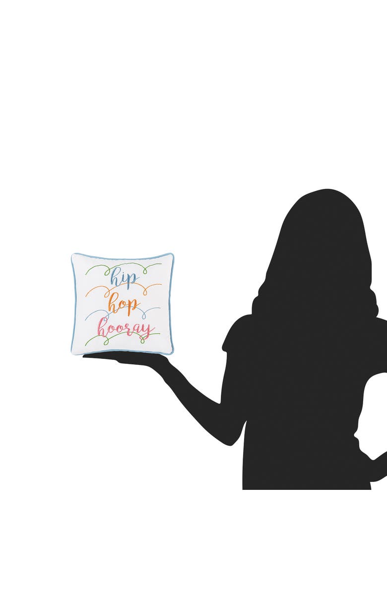 C&F Home "Hip Hop Hooray" Easter Cotton Blend Mini Accent Pillow 10" x 10", Alternate, color, White