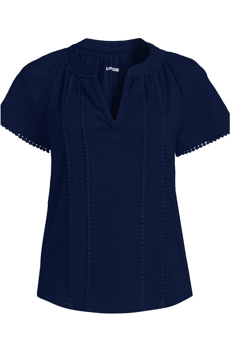 Lands' End Slub Short Sleeve Notch Neck Top, Alternate, color, 
