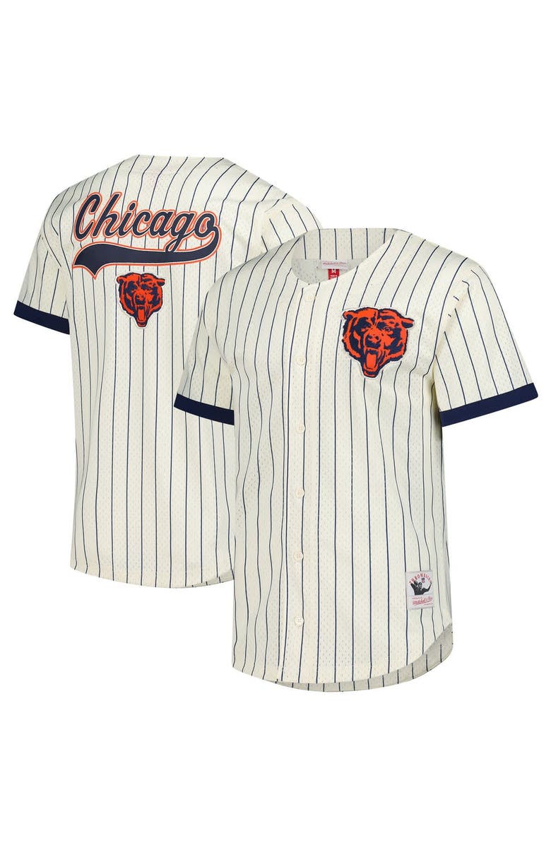 Mitchell & Ness Men's Mitchell & Ness  Cream Chicago Bears Vintage Logo Final Seconds Full-Button Mesh Top, Main, color, 