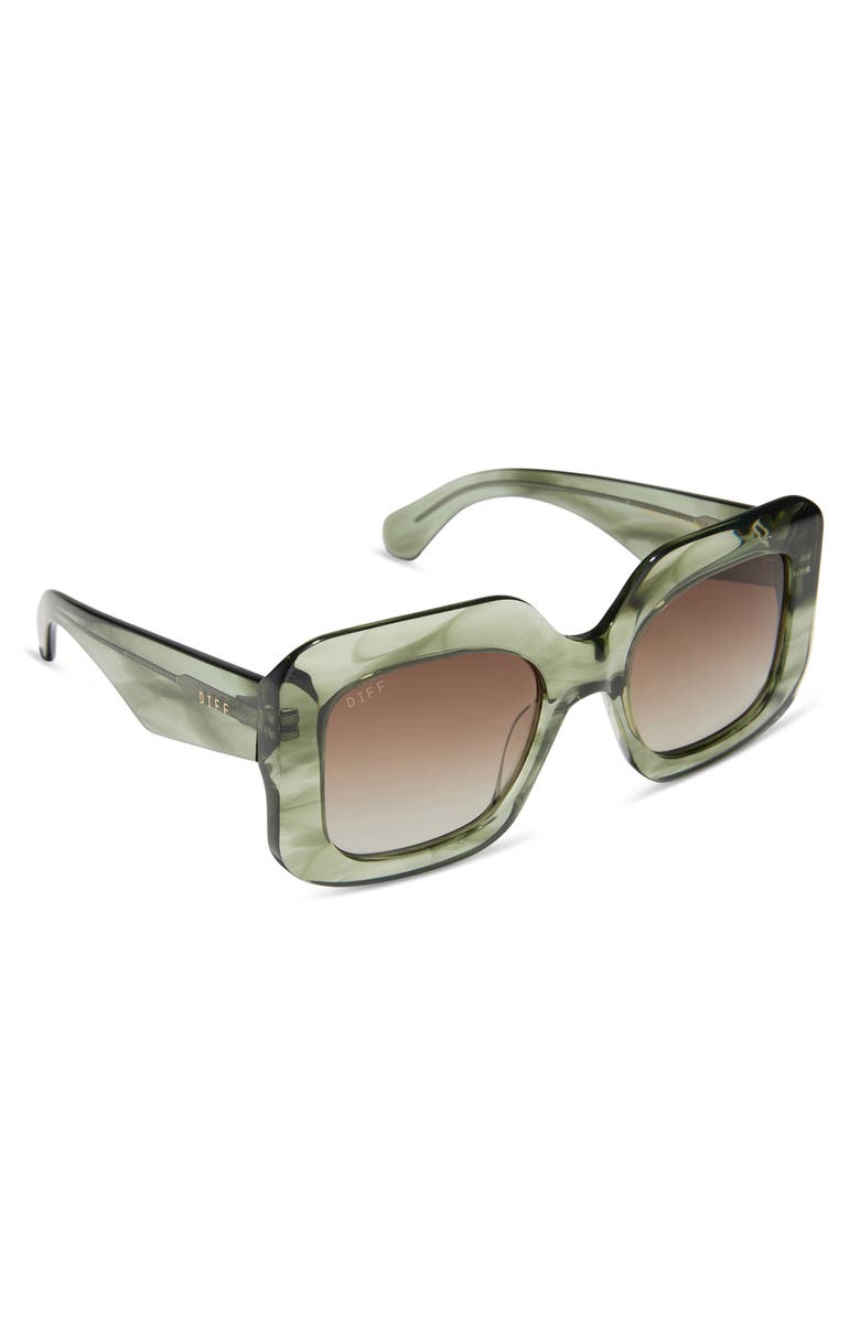 DIFF Giada 52mm Polarized Square Sunglasses, Alternate, color, Cool Matcha / Brown Gradient