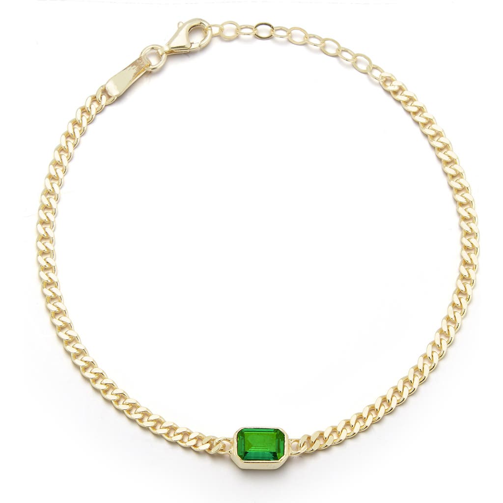 Sphera Milano 14k Gold Vermeil Curb Link Cz Solitaire Bracelet In Gold