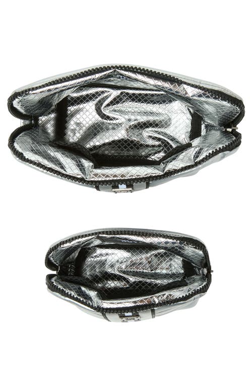 Think Royln Double Stash Set Of 2 Zip-top Travel Pouches In Silver