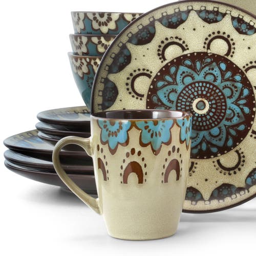 Elama Clay Heart 16 Piece Luxurious Stoneware Dinnerware With Complete Setting For 4, 16pc In Multi