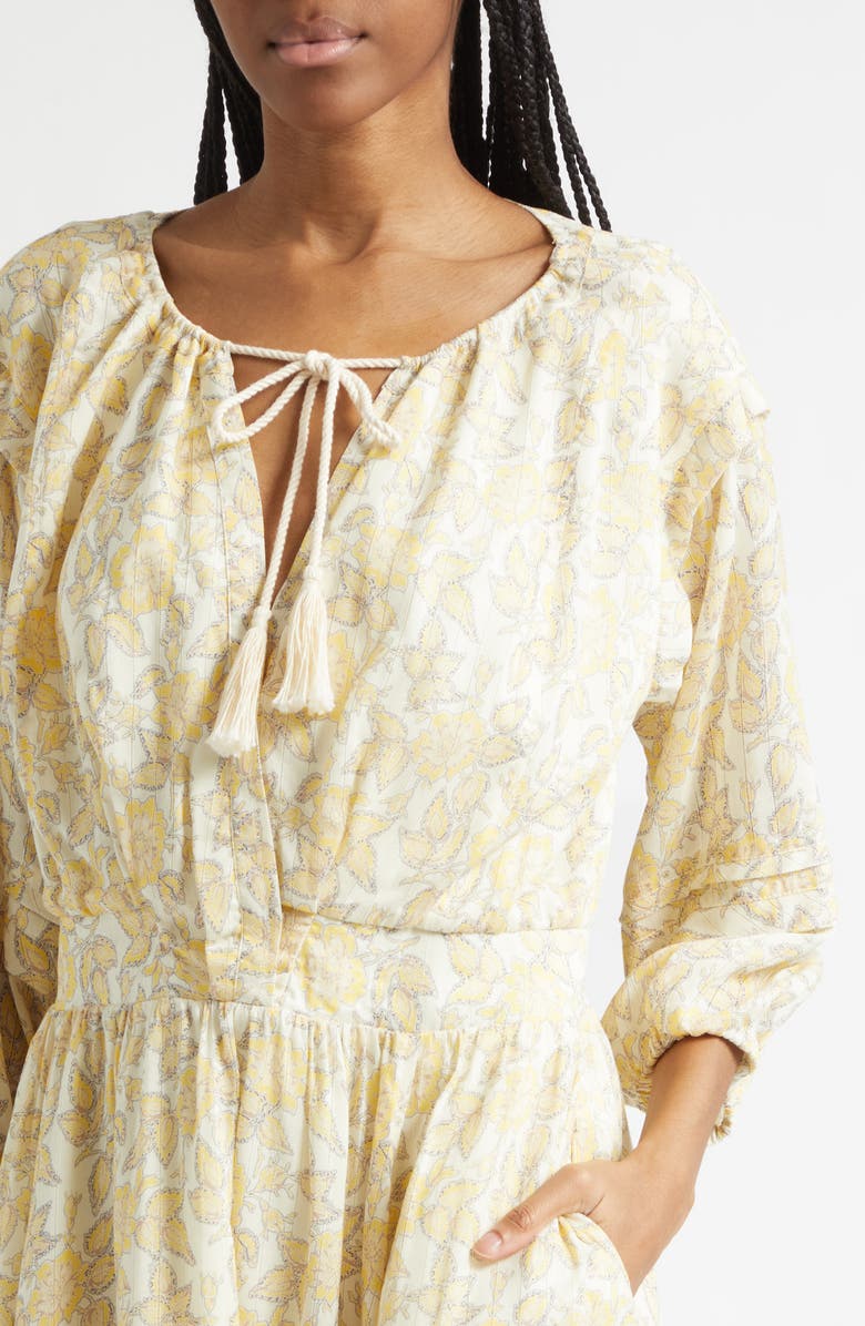Derek Lam 10 Crosby Solange Print Voile Minidress, Alternate, color, Valiase Yellow Floral