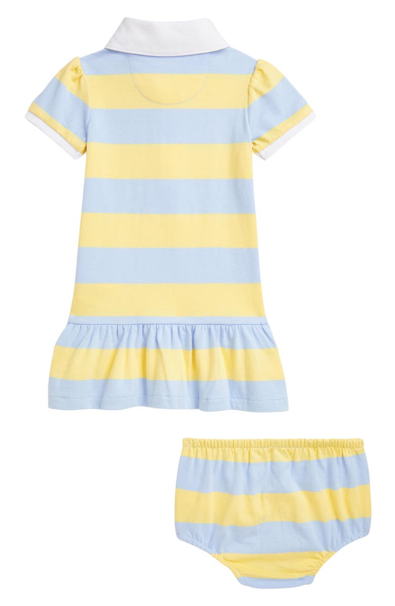 Ralph Lauren Rugby Stripe Cotton Polo Dress & Bloomers, Alternate, color, 
