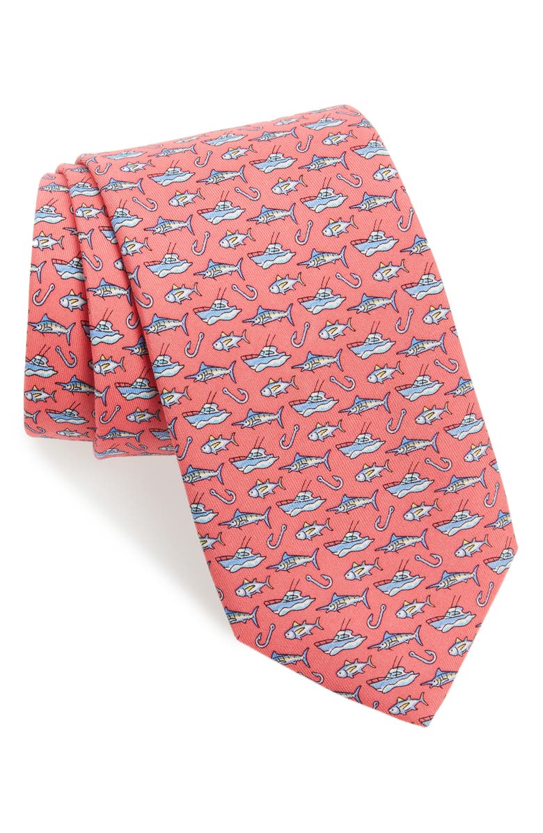 vineyard vines Coastal Fishing Silk Tie, Main, color,