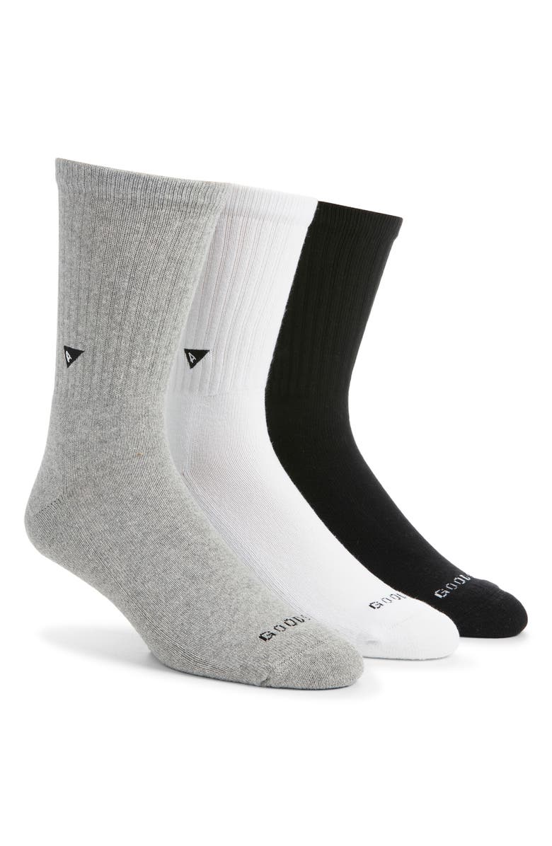 ARVIN GOODS Assorted 3-Pack Crew Socks, Main, color, Black/ White/ Grey