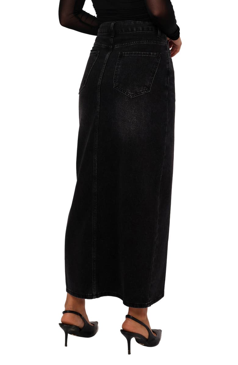 Petal & Pup Dana Front Slit Denim Midi Skirt, Alternate, color, Black Wash