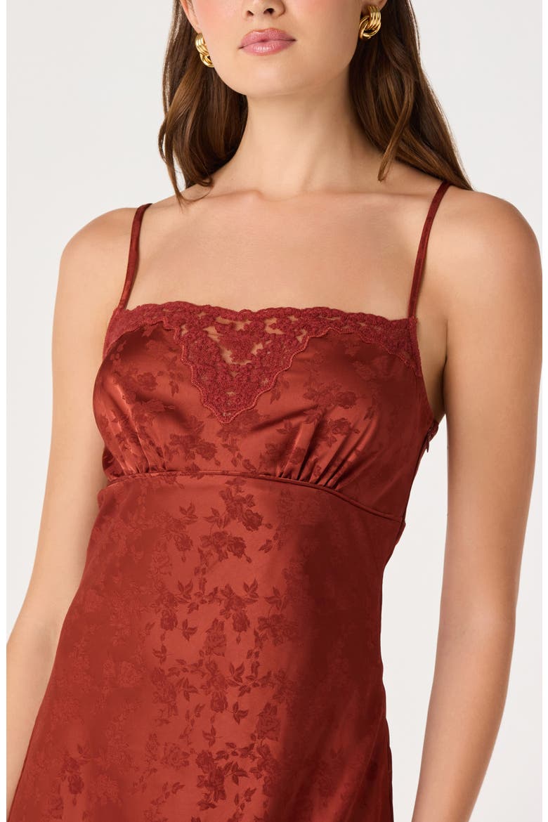 Kristian Lace Trim Floral Jacquard Midi Slipdress, Alternate, color, SPICE