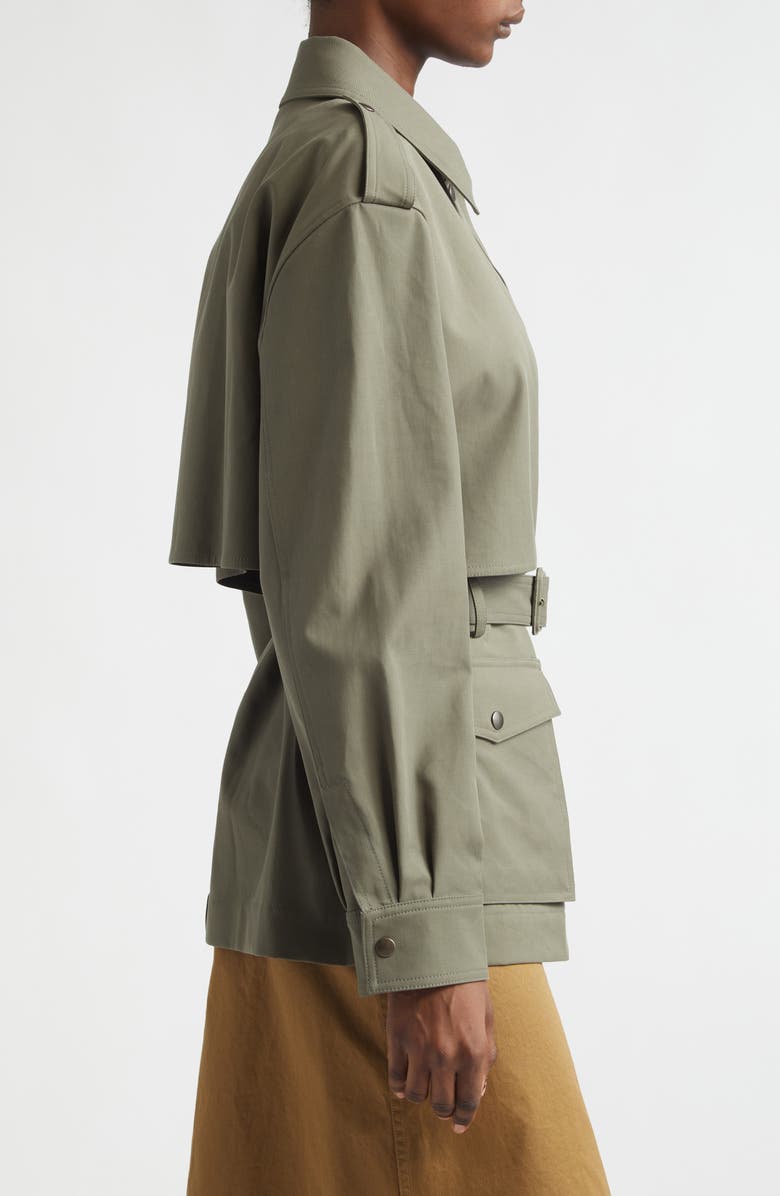 Saint Laurent Belted Cotton Military Jacket, Alternate, color, Kaki Passe