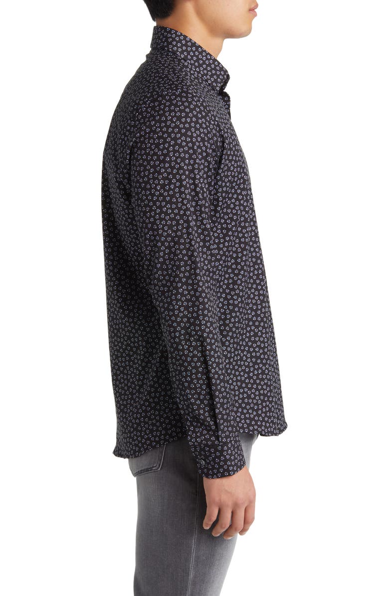 Stone Rose Ditsy Floral Button-Up Shirt, Alternate, color, Black