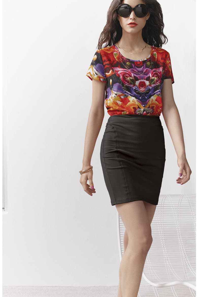 High-Low Digital Print Tee, Alternate, color, FLORAL PRINT