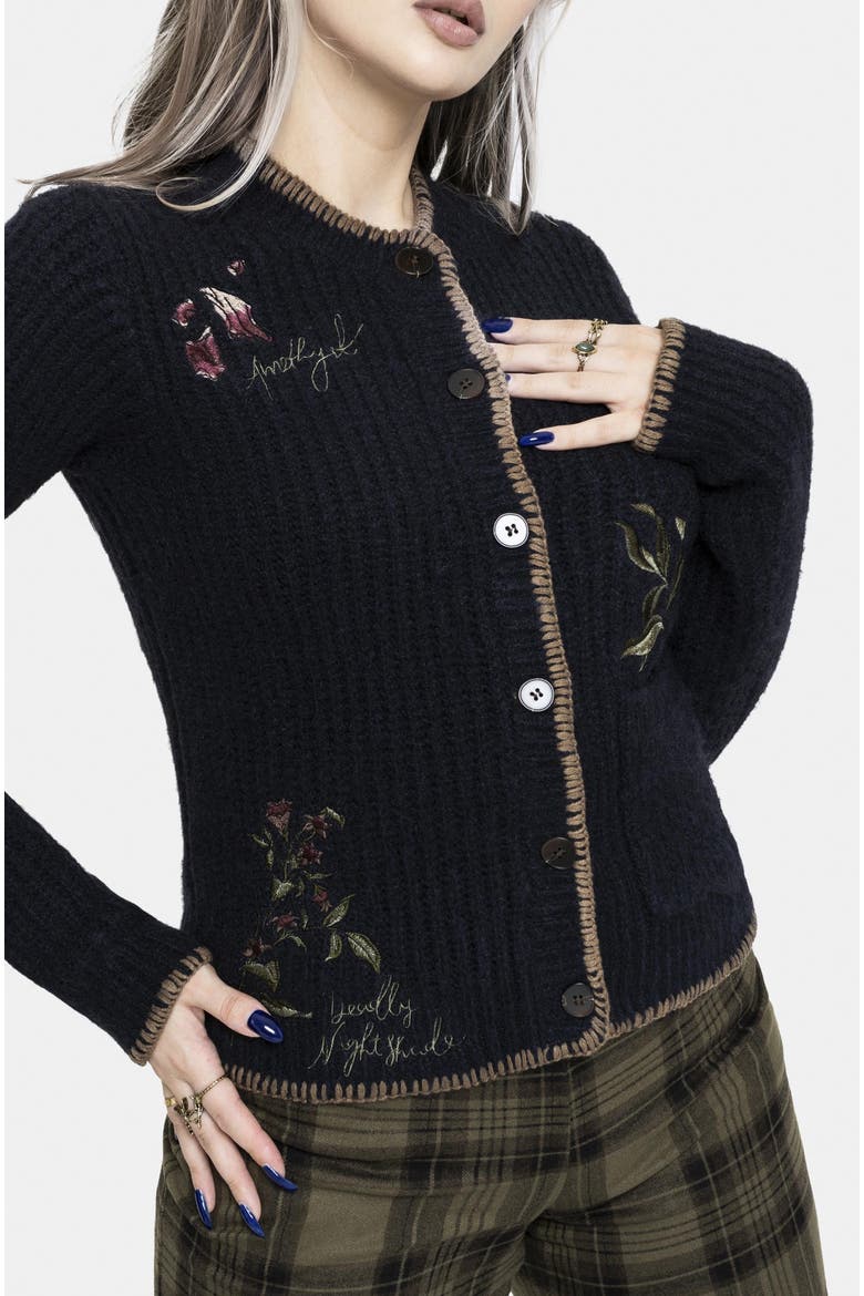 Ame Embroidered Blanket Stitch Cardigan, Alternate, color, Blue