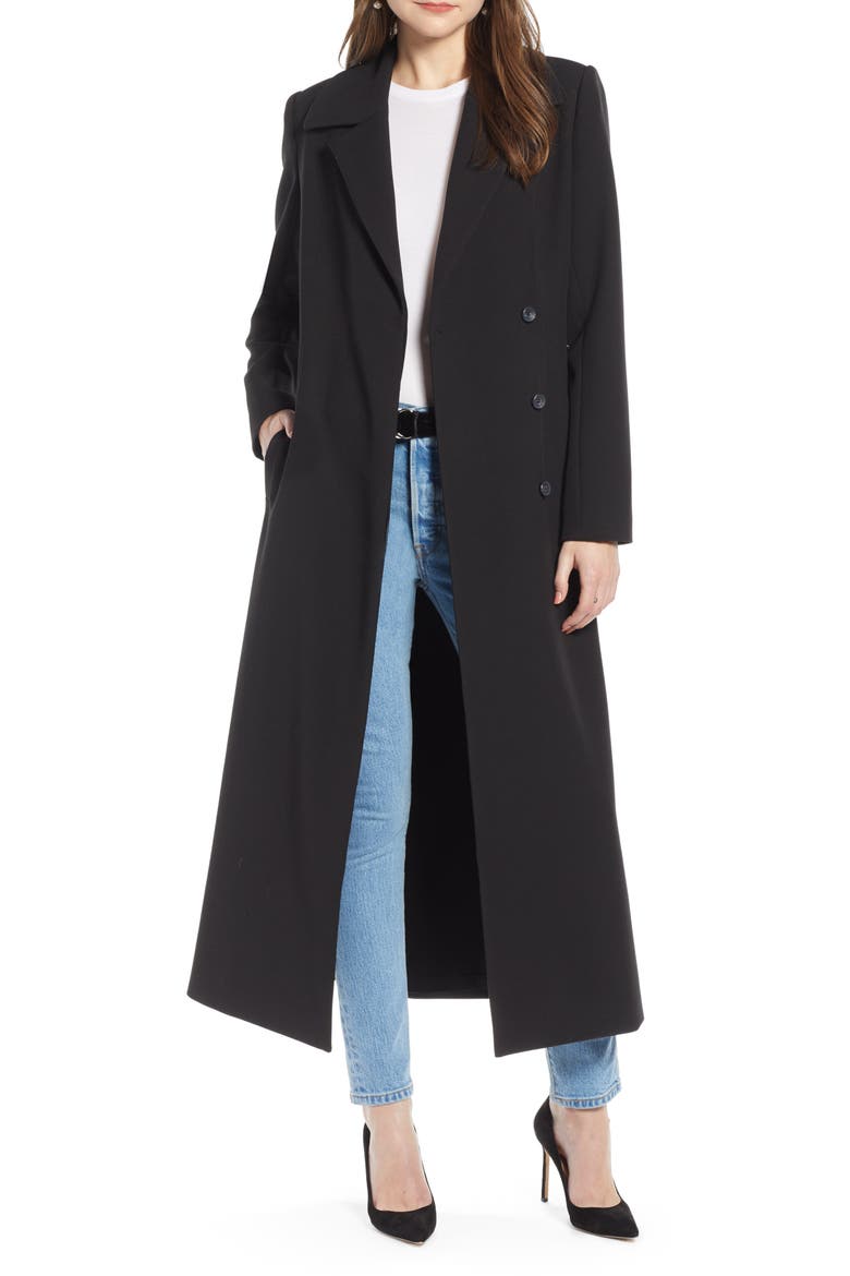 Long Feminine Coat (Nordstrom Exclusive), Main, color, BLACK