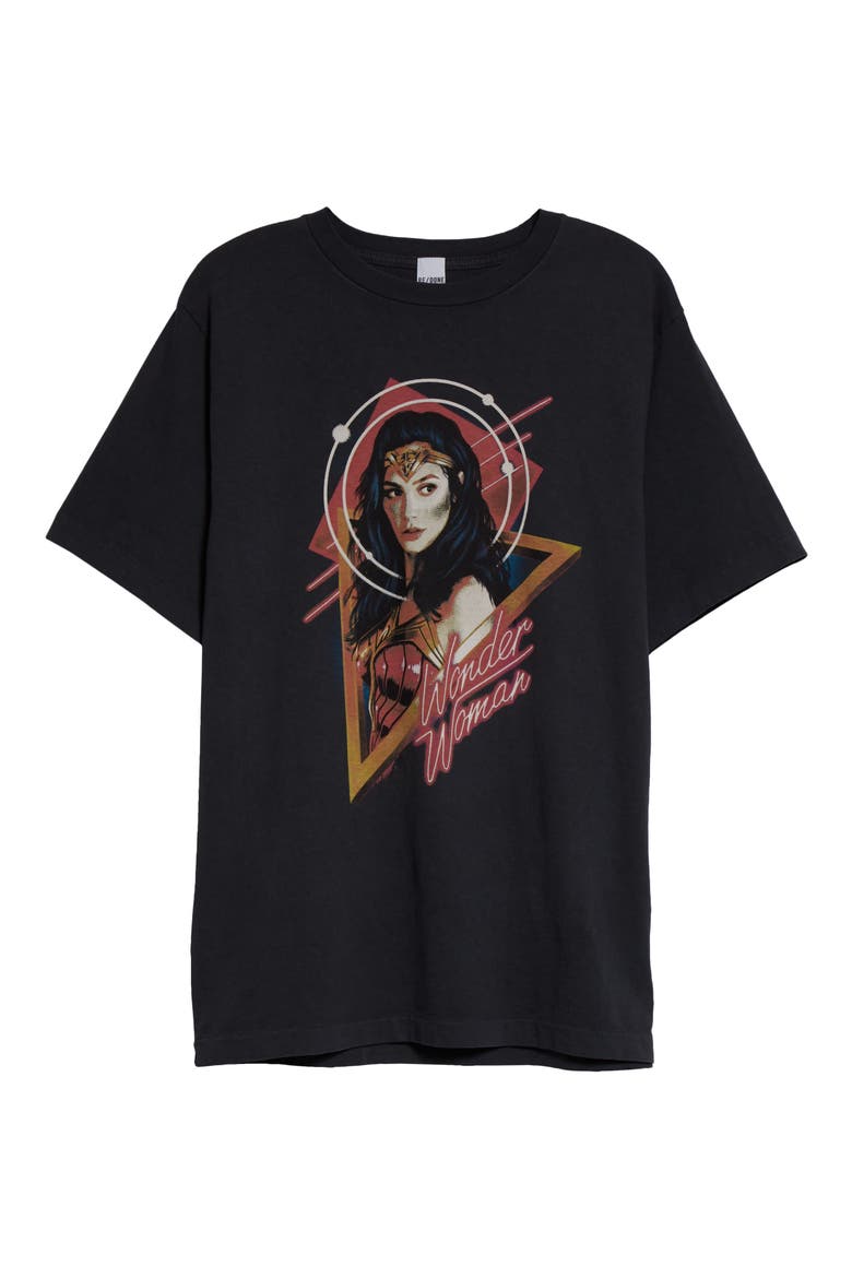 '80s Oversize Wonder Woman Graphic Tee, Alternate, color, WASHED BLACK