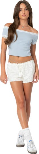 Needlepoint Lace Drawstring Shorts
