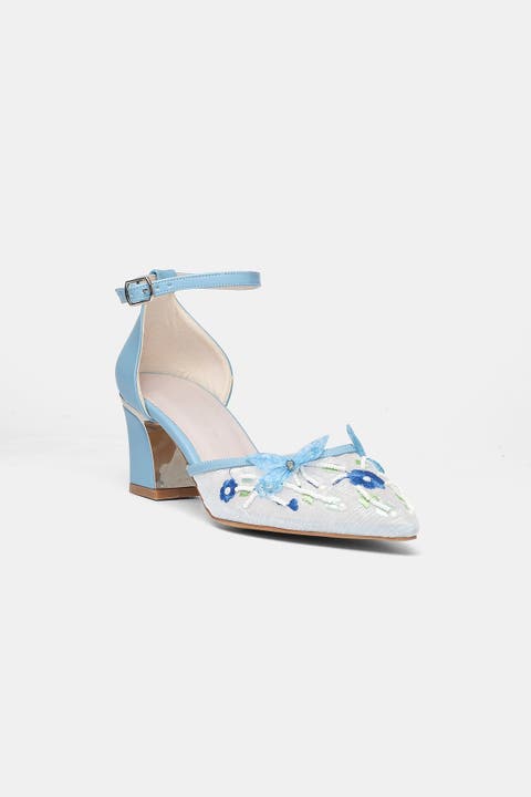 Iry Block Heel Bridal Pointed Toe Pump