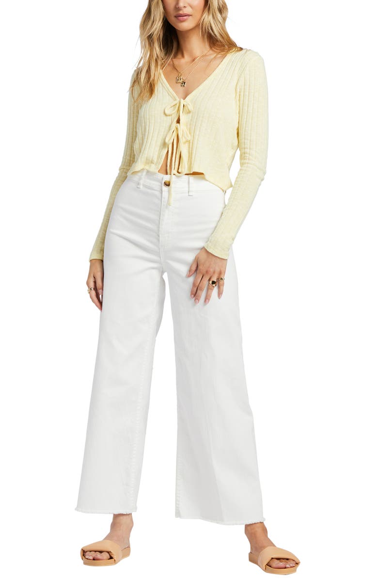 Billabong Little Something Rib Tie Front Cardigan Sweater, Alternate, color, 