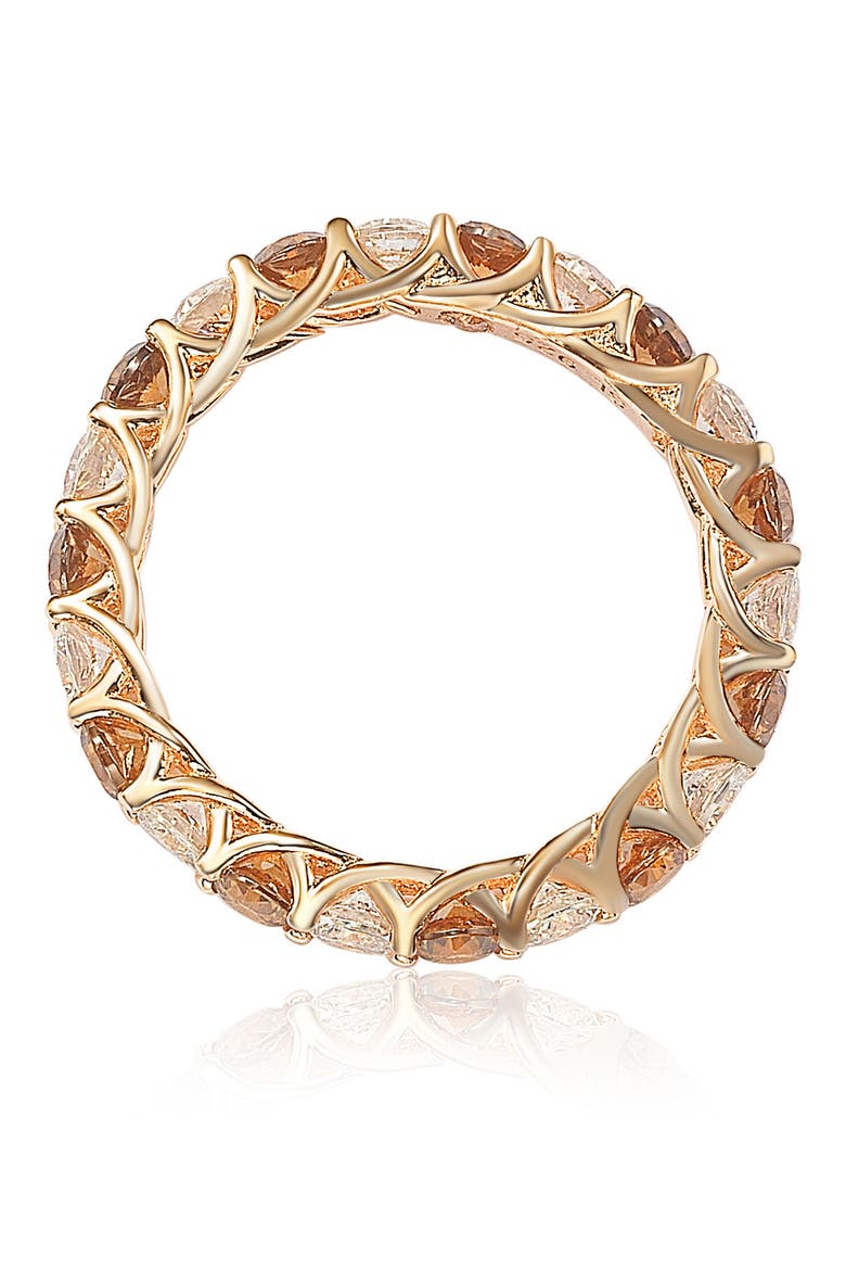 Rose-Tone Prong Set Round CZ Eternity Band Ring, Alternate, color, BROWN