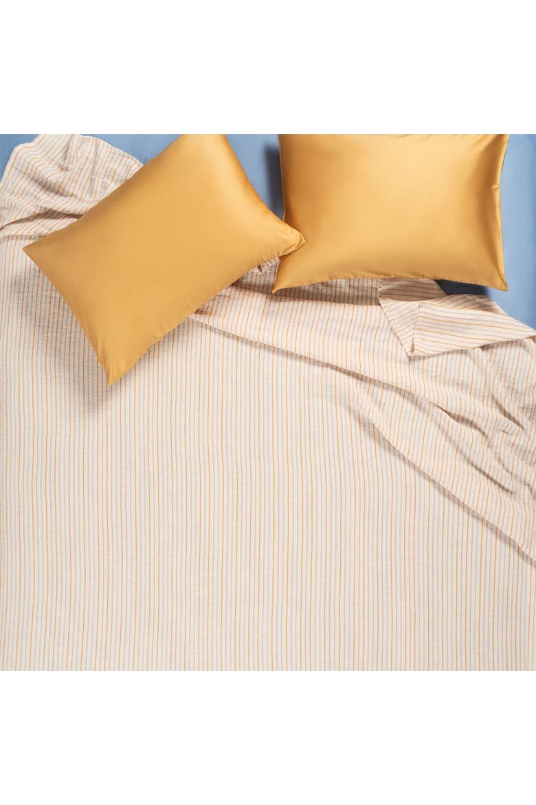 Nilufer Cotton Linen Striped King Coverlet, Alternate, color, Natural