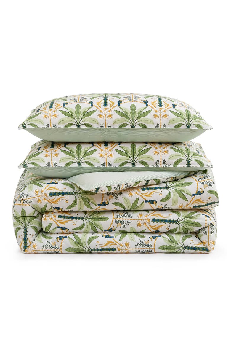 Mystic Palms Reversible Cotton Comforter & Sham Set, Main, color, LIGHT / MEDIUM GREEN