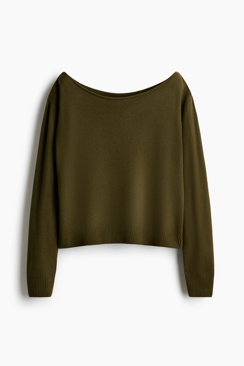 Off-the-shoulder Jumper, Alternate, color, Olive green