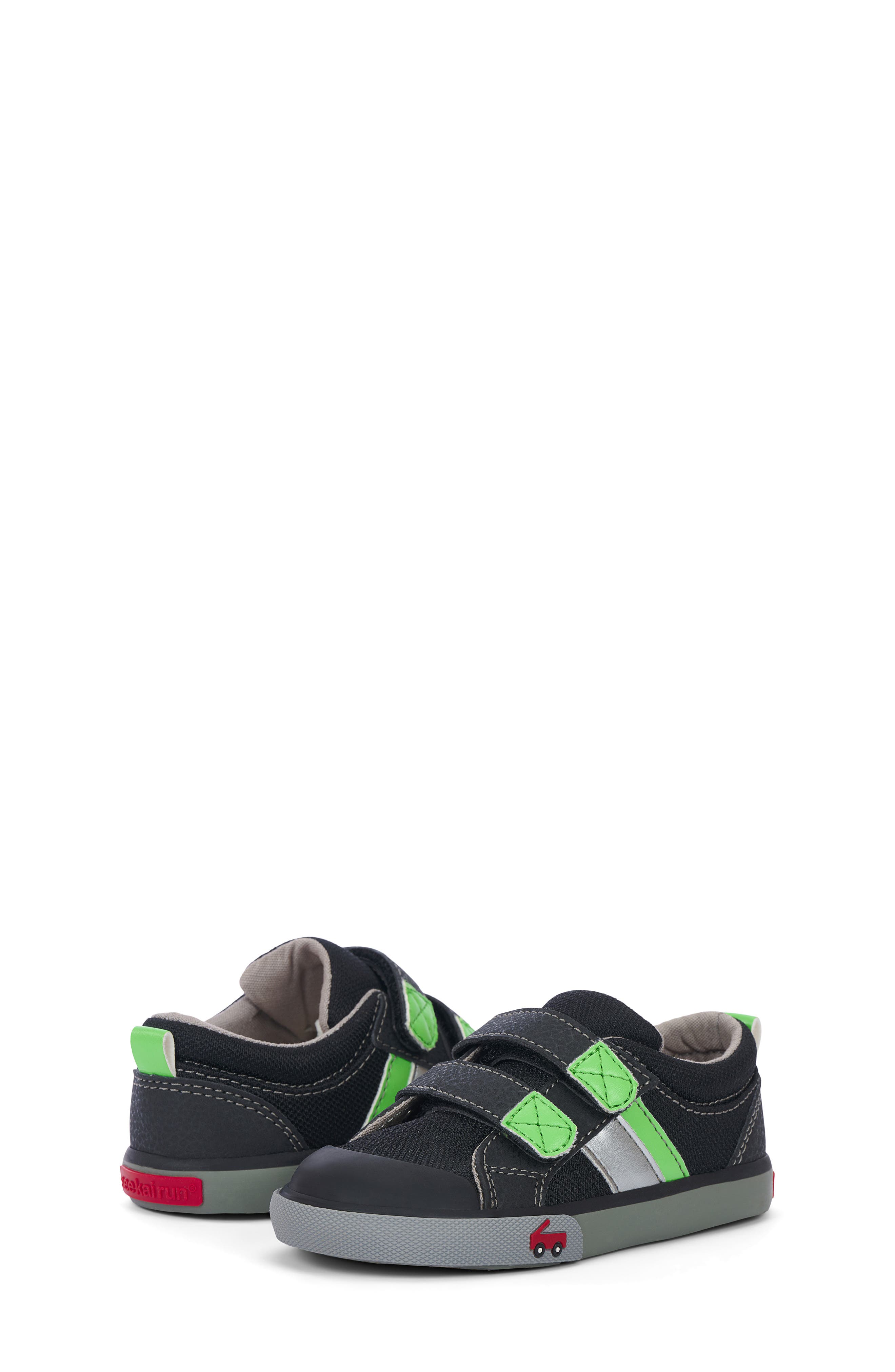 Kids' Russell Sneaker, Alternate, color, BLACK/ GREEN