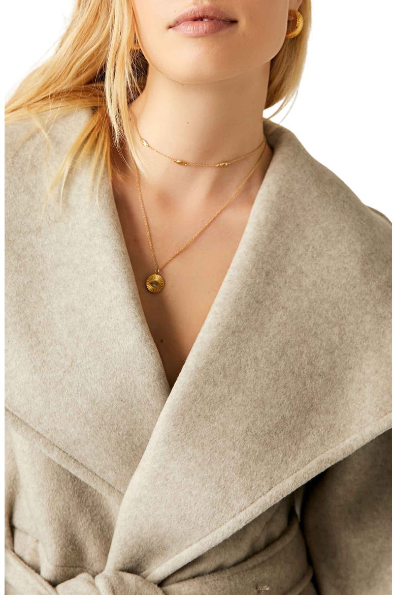 Mina Tie Belt Jacket, Alternate, color, HEATHERED COFFEE