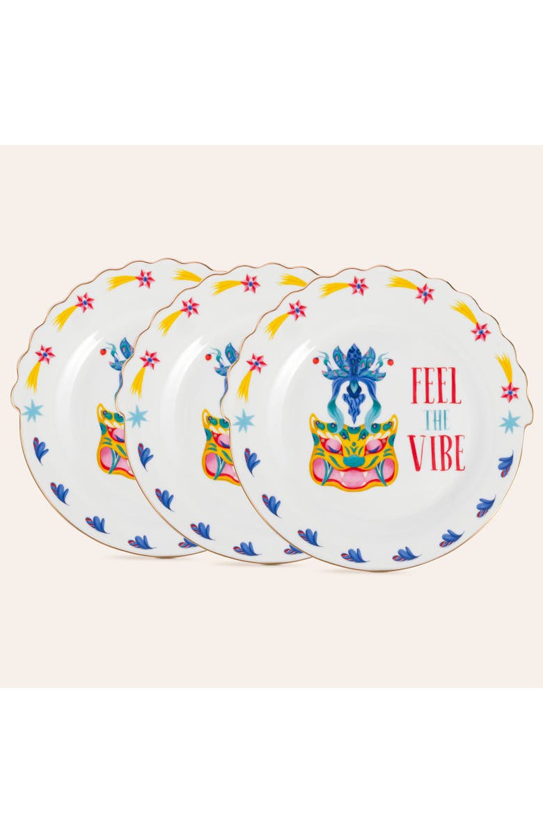 Zsa Zsa Zsu Luohu Porcelain Dessert Plate Vibe 8" Set of 3, Main, color, 