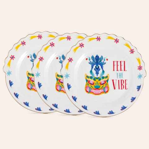 Luohu Porcelain Dessert Plate Vibe 8" Set of 3