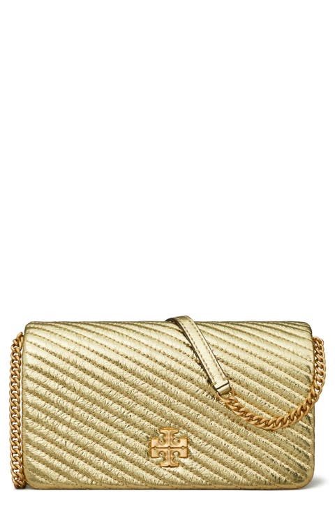 Kira Quilted Metallic Leather Wallet on a Chain