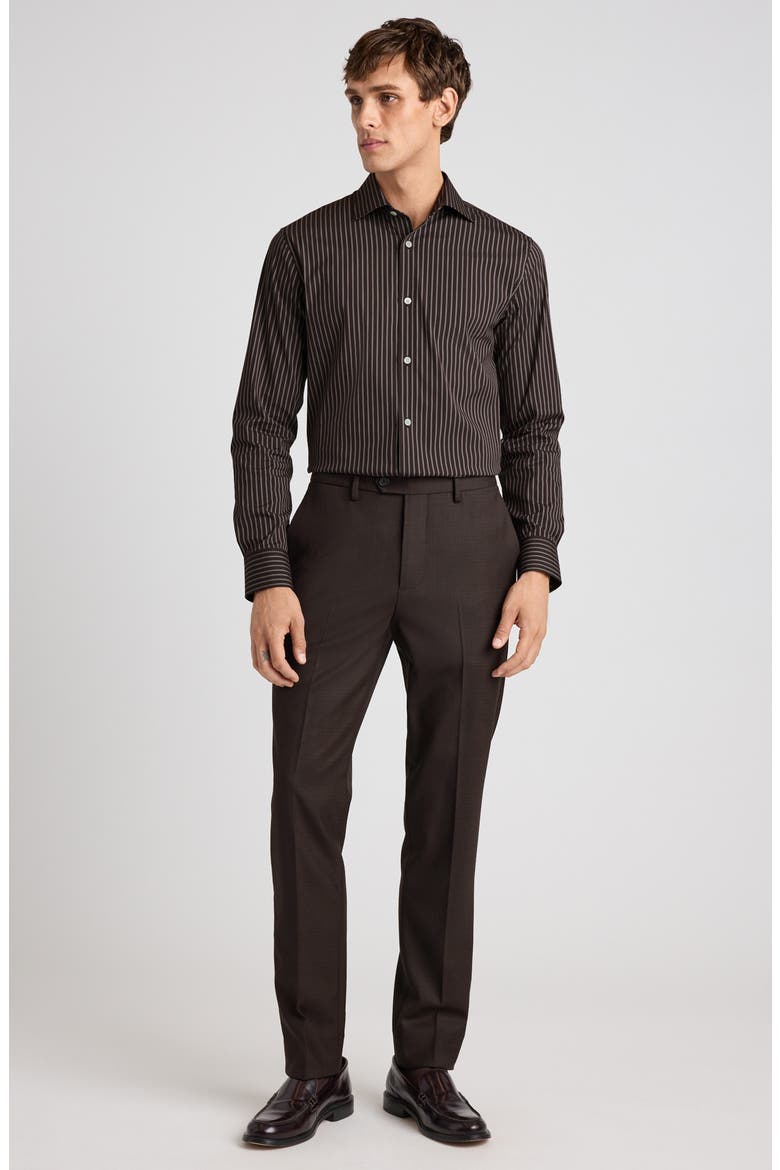 Weekday Warrior Slim Fit Flat Front Stretch Wool Dress Pants, Alternate, color, CHOCOLATE BROWN WINDOWPANE