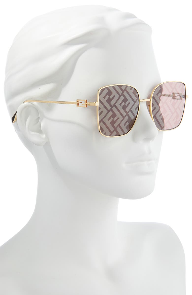 Fendi 'Fendi Baguette 59mm Geometric Sunglasses, Alternate, color, 