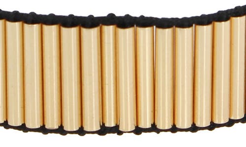 Allsaints Ribbed Leather Bracelet In Gold