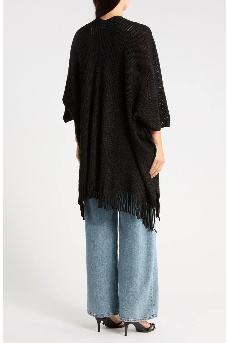 Open Knit Ruana, Alternate, color, BLACK