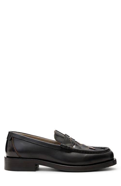 Allsaints Bloom Woven Penny Loafer In Black