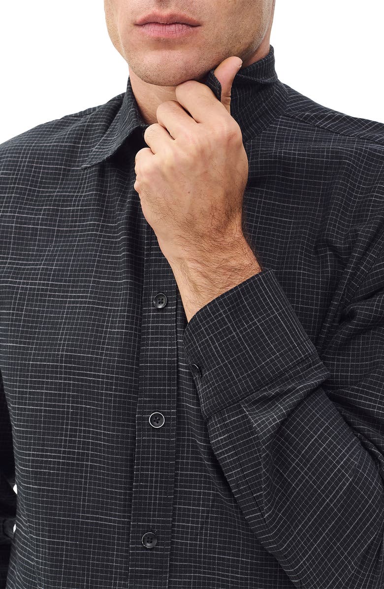 rag & bone Tomlin Crosshatch Cotton Button-Up Shirt, Alternate, color, Black Grey