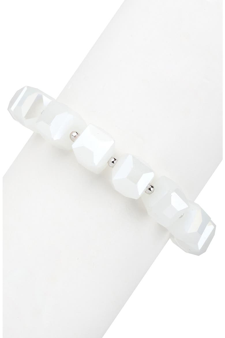 Faceted Bead Line Bracelet, Alternate, color, WHITE
