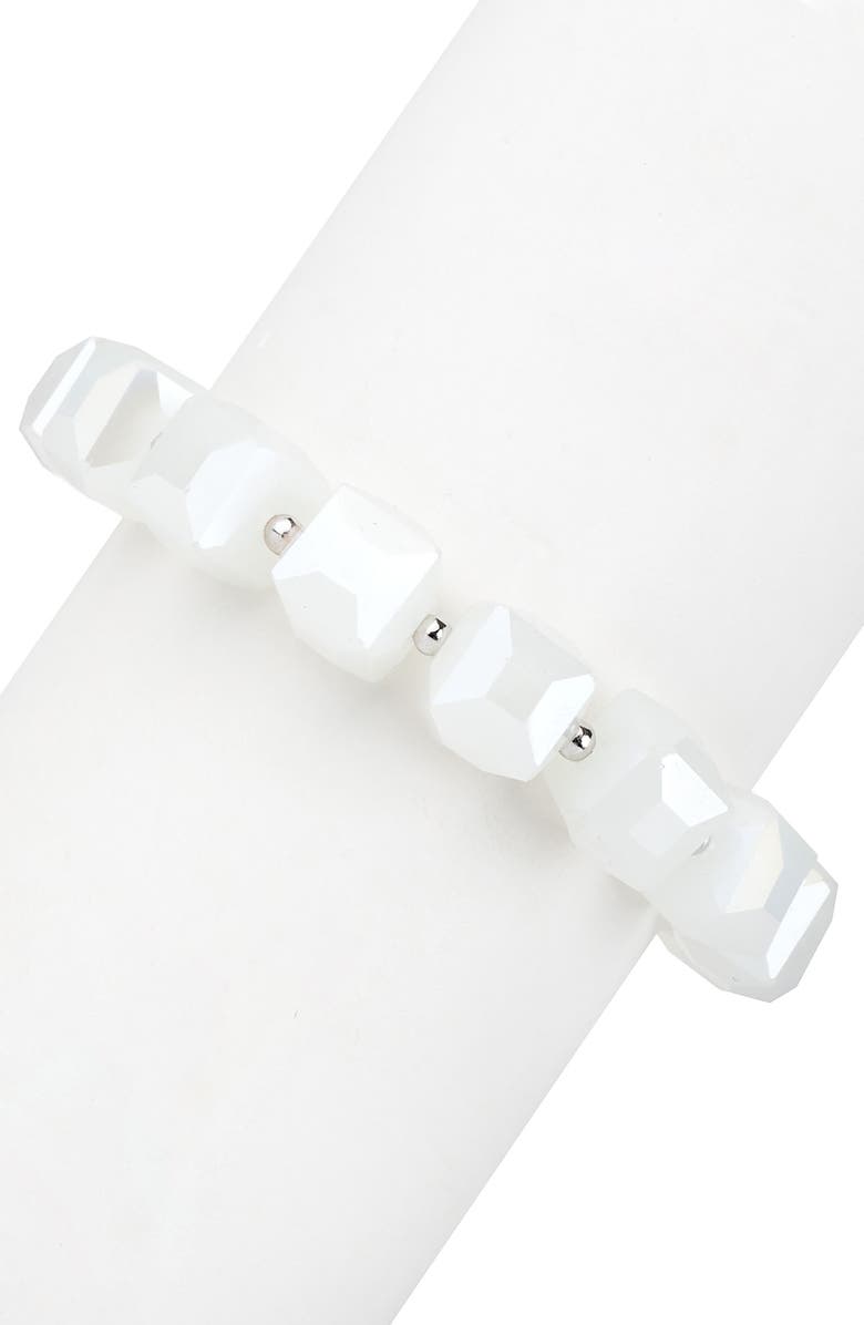 SAACHI Faceted Bead Line Bracelet, Alternate, color, White
