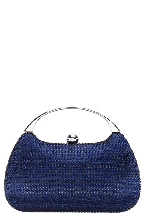 クラッチバッグ Self-portrait Clutches Blue Silver Rhinestone Top Handle Clutch Bag – self-portrait-US